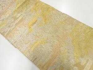 アンティーク　山並みに松・家屋風景模様織出し袋帯（材料）